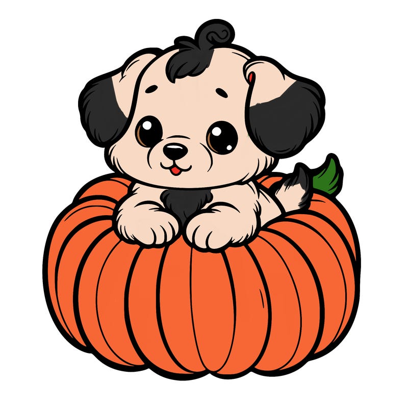 cute little puppy in a pumpkin
