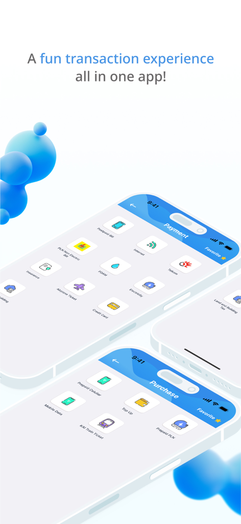 BWS Mobile - BWS Mobile app interface showing various payment and purchase options for bills and mobile services