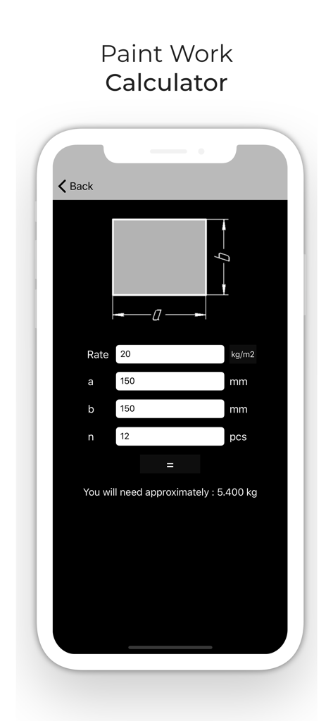 Metal Steel Paint calculator - Interface de l'application Calculateur de peinture pour métal pour calculer le poids de peinture requis pour les tôles d'acier rectangulaires