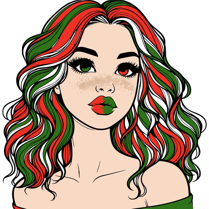 realistic girl with wavy hair and lips