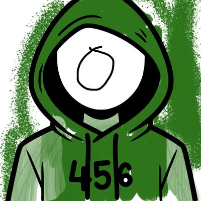 a person with non face waering a hoodie with a 456 symbol