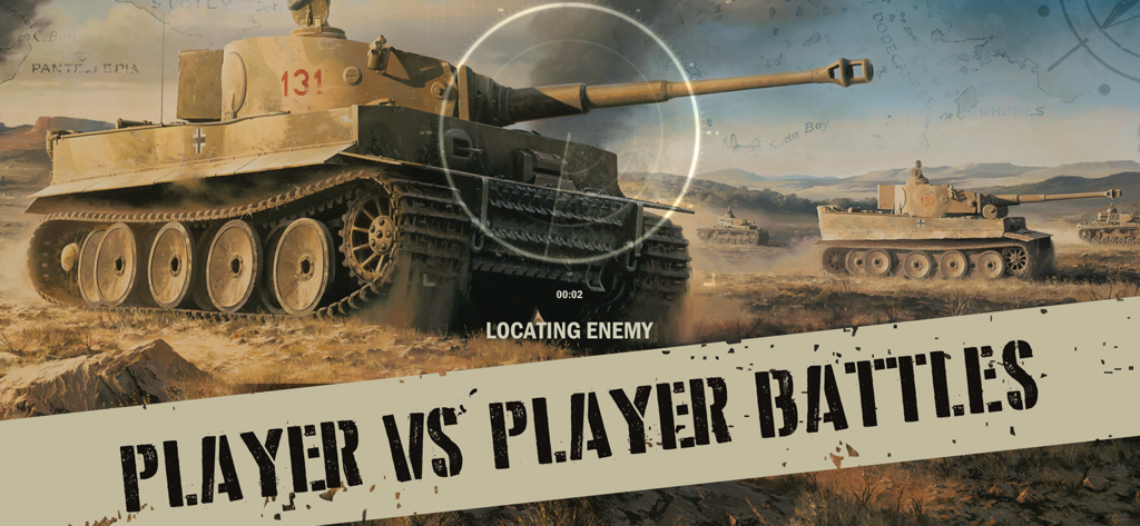 German Tiger tanks in a desert environment for player versus player battles in KARDS