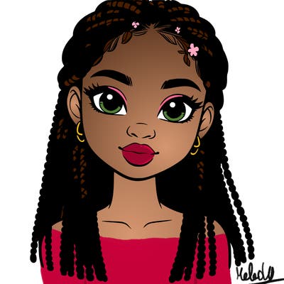 a realistic black girl with braids