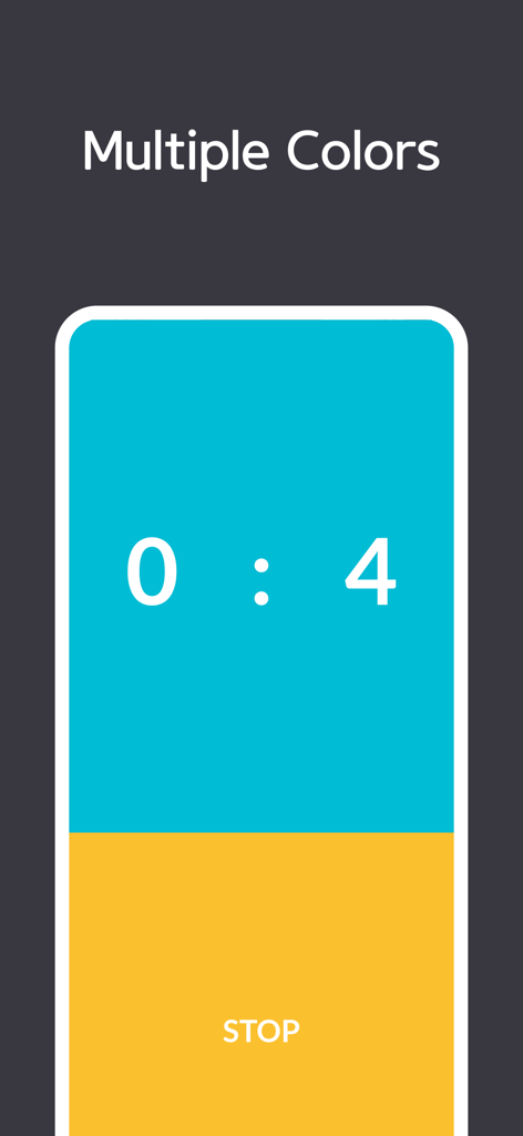 Interfaz minimalista de temporizador a pantalla completa con un tema de doble color y una gran pantalla digital