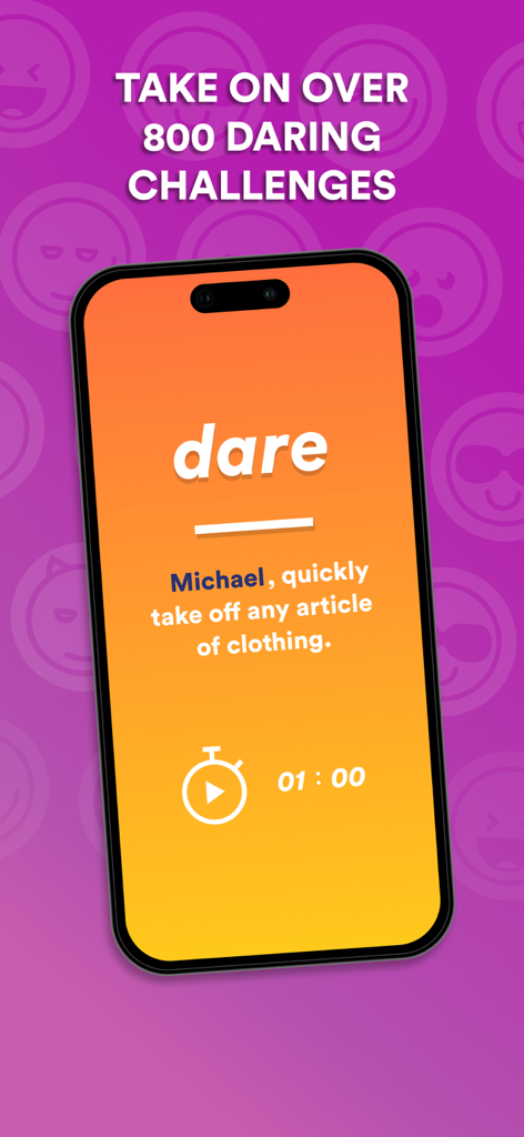 Truth or Dare ⋆ Dirty Game - A smartphone screen displaying a dare challenge in the Truth or Dare app with a one minute timer