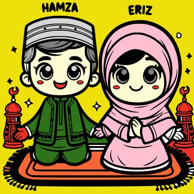 hamza and erij name in writing