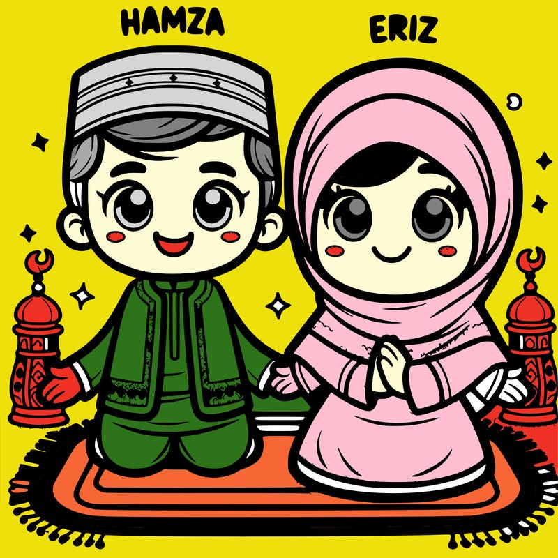 hamza and erij name in writing