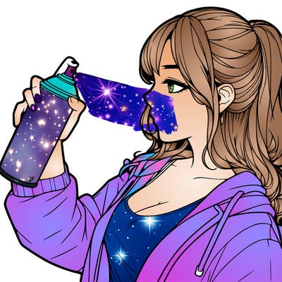 a realistic girl spray, painting