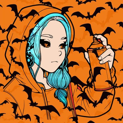 a realistic girl, spray painting