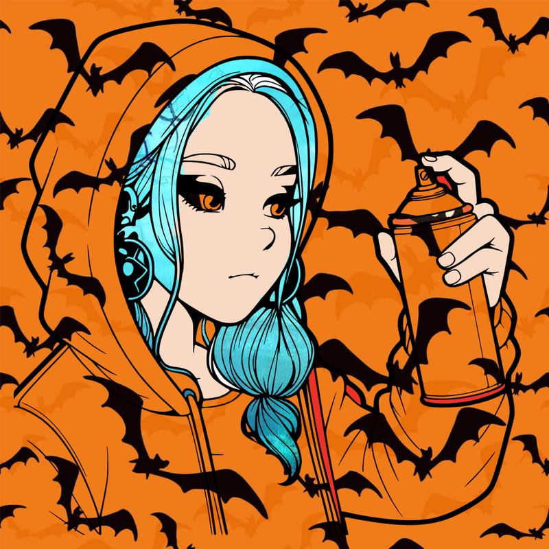 a realistic girl, spray painting