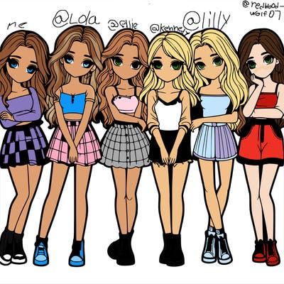 a group of girls realistic