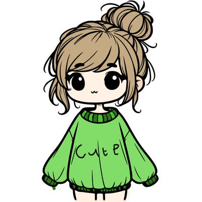 cute girl with baggy sweater and messy bun