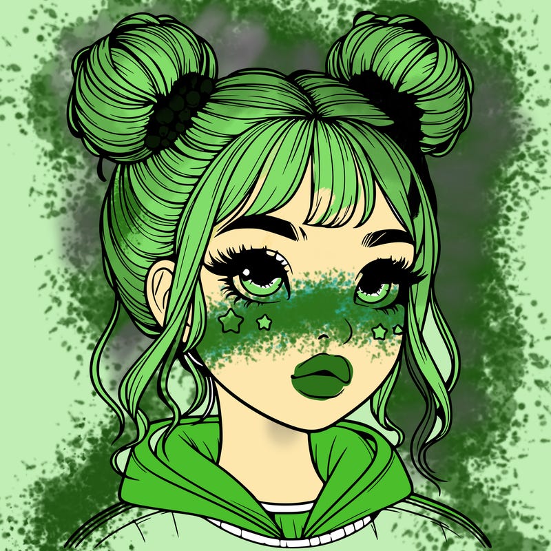 realistic girl with space buns