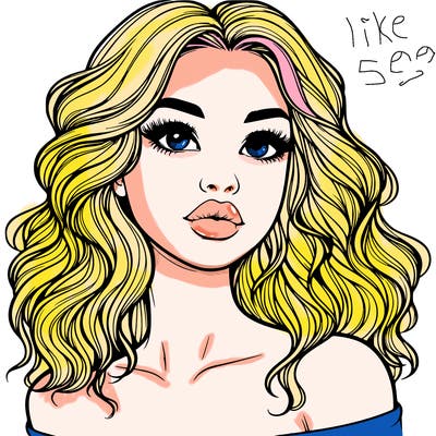 realistic girl with wavy hair and lips
