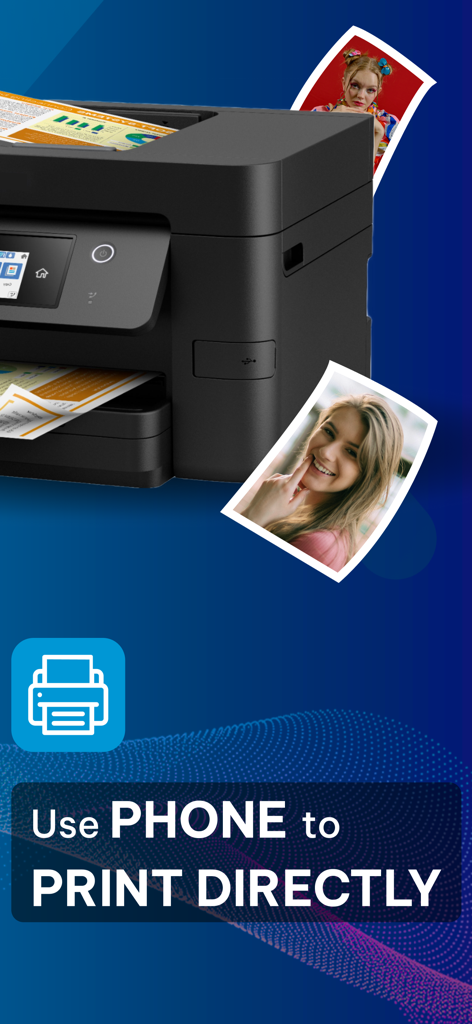 Smart Air Print App & Scan - Impresora inalámbrica con fotos impresas que muestran la función de la aplicación móvil para imprimir directamente desde un teléfono