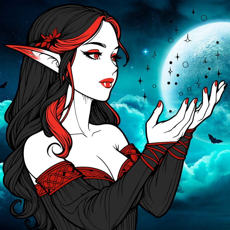 realistic elf girl doing magic