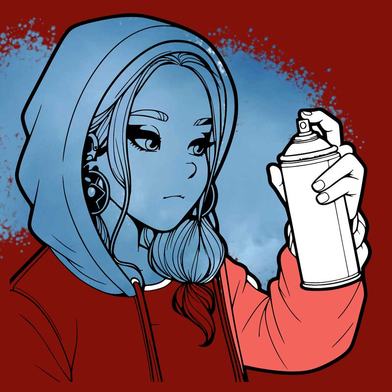 a realistic girl, spray painting