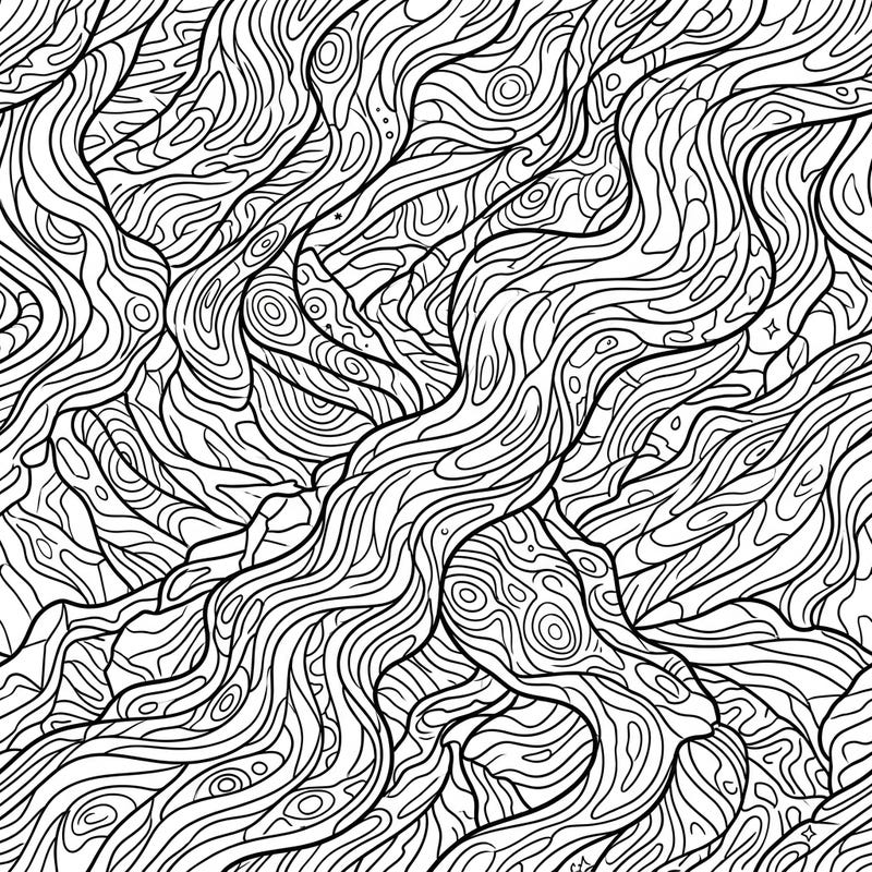 Explore the fascinating world of geological formations with this detailed adult coloring template inspired by dynamic basaltic lava flows. Dive into a meditative artistic journey as you bring this complex natural wonder to life with your chosen colors.