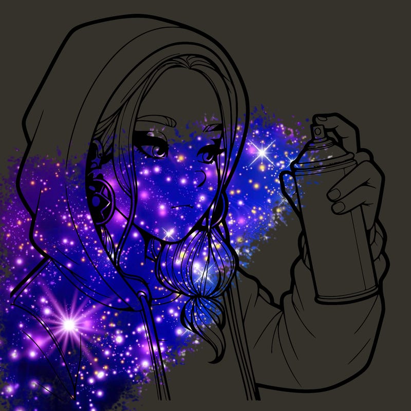 a realistic girl, spray painting