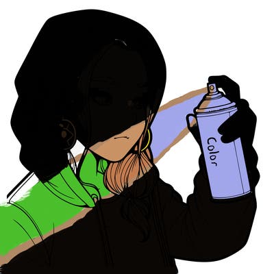 a realistic girl, spray painting