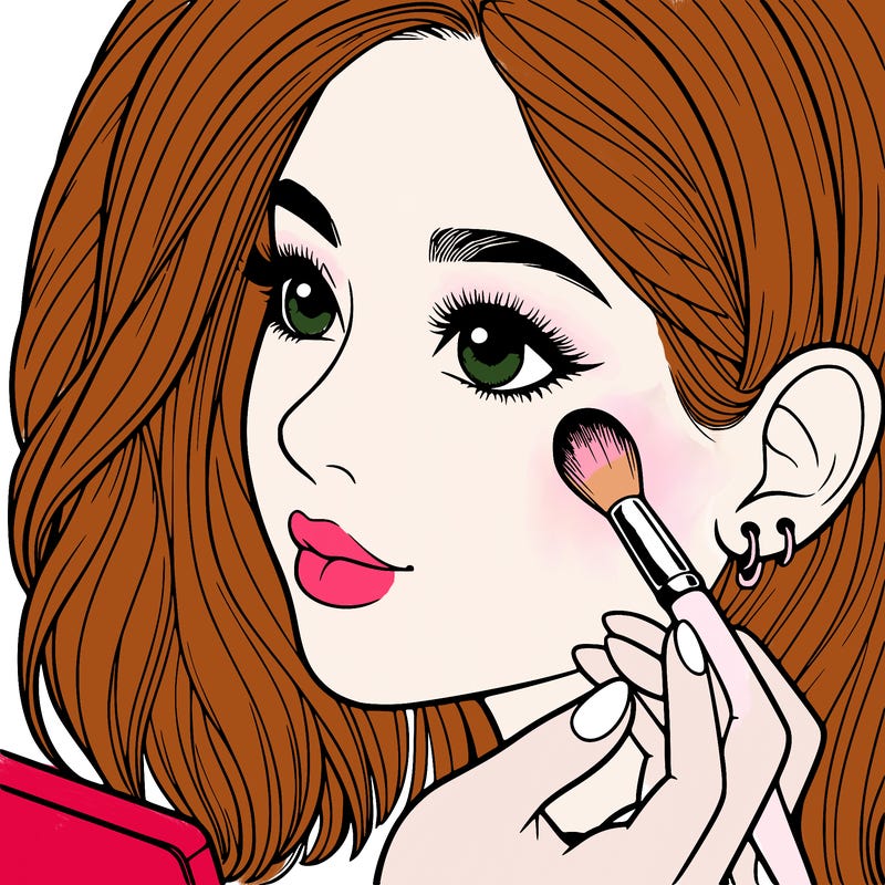 a realistic girl doing her makeup