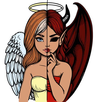 realistic angel half demon