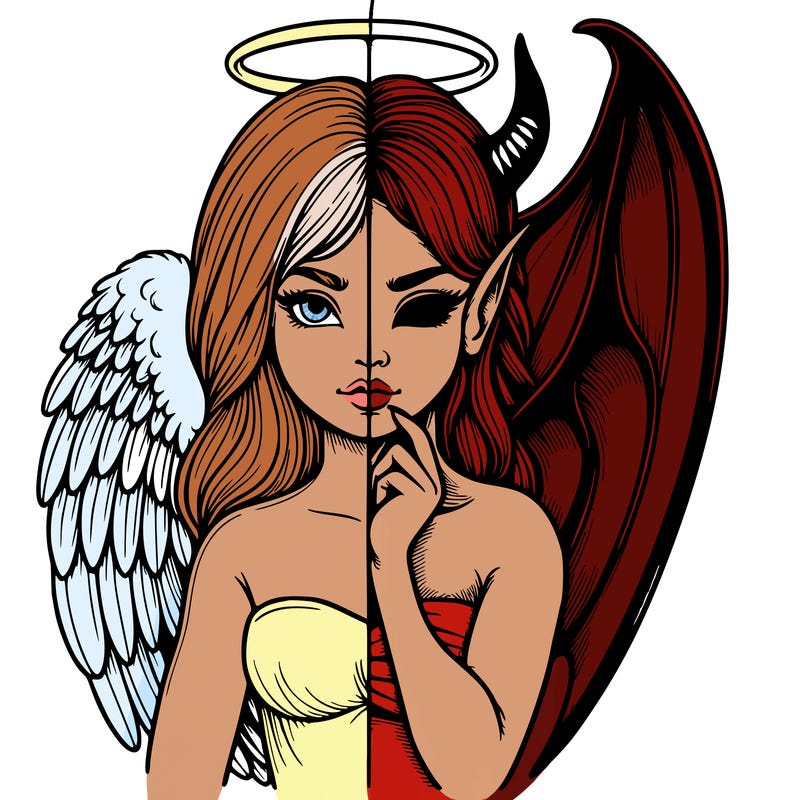 realistic angel half demon