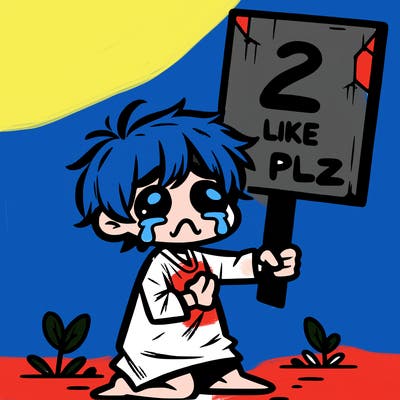 small poor toddler crying with sign that says 2 like plz