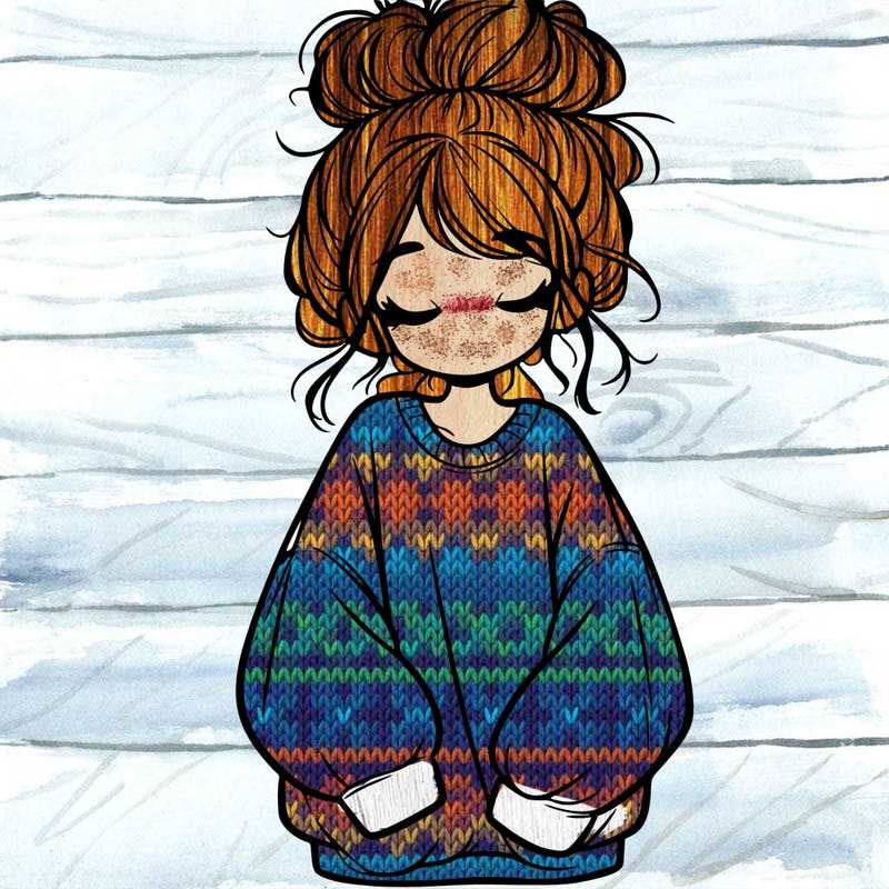 girl with baggy sweatshirt and messy bun