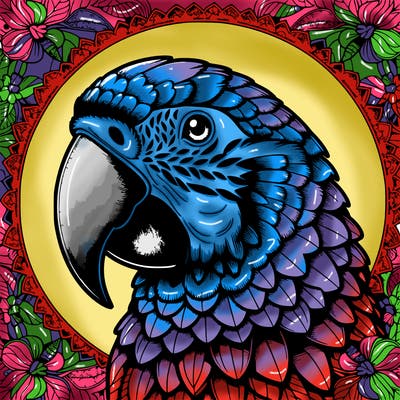 realistic parrot mandala