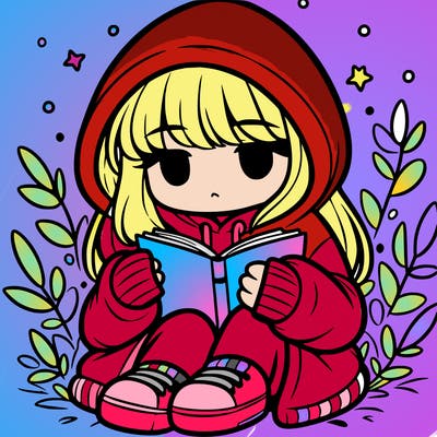 girl in oversized hoodie reading a book