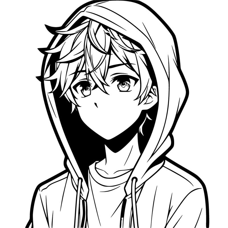 hot anime boy wearing a hoodie