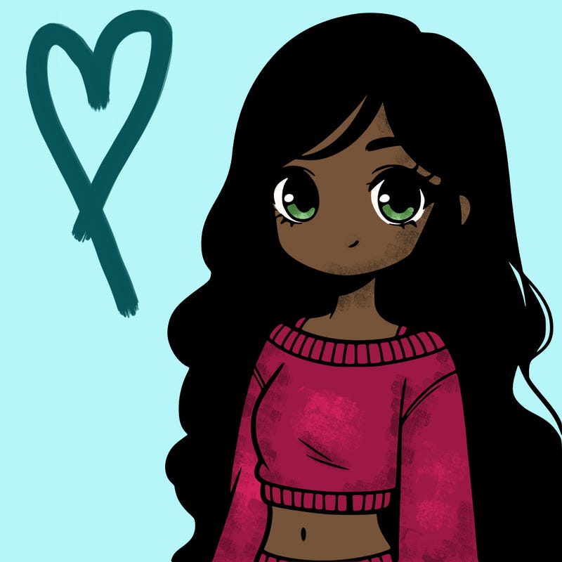 girl with long hair and a crop top with a sweater