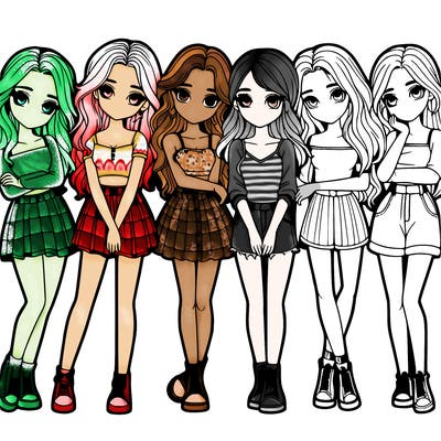 a group of girls realistic