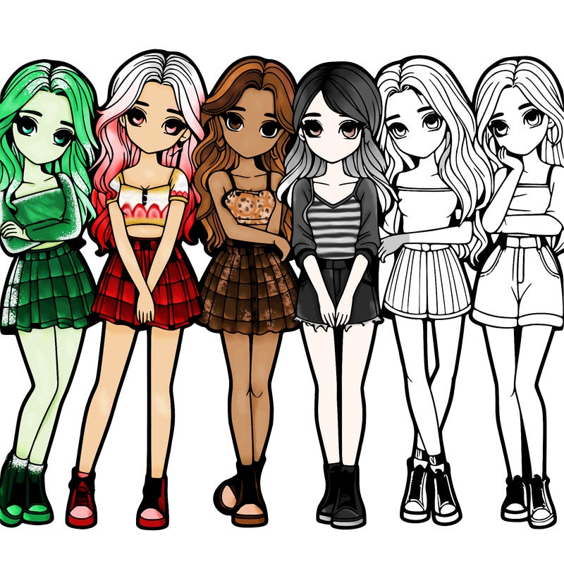 a group of girls realistic