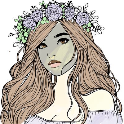 realistic girl with flower crown