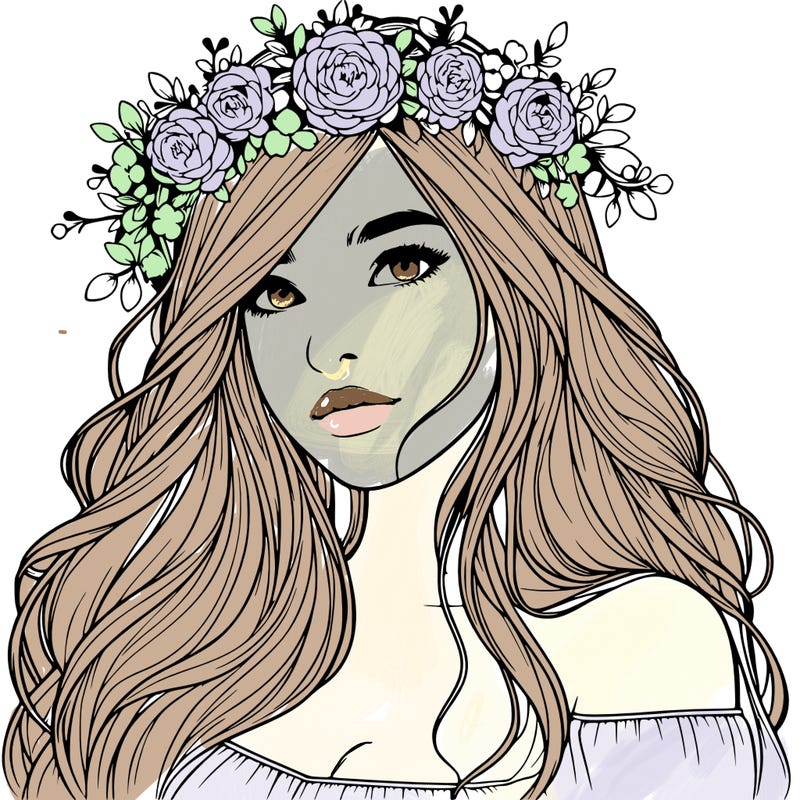realistic girl with flower crown