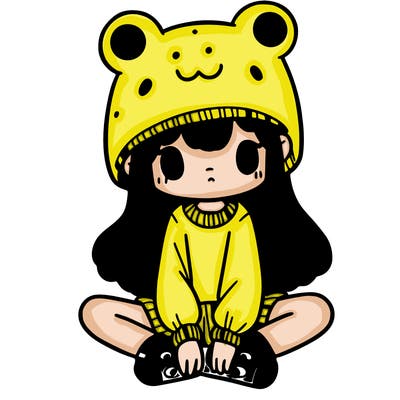 a girl wearing a frog hat and some frog socks