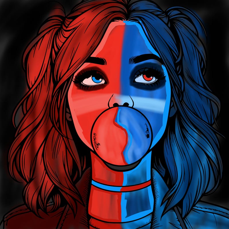 realististic girl blowing bubble -gum