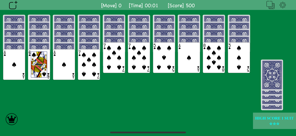 Spider Solitaire Classic Z - Tablero de juego clásico de Spider Solitaire con cartas de juego sobre un fondo verde