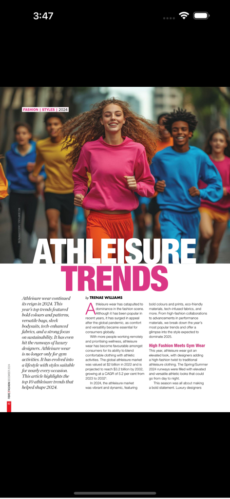 Fibre2Fashion (Magazine) - A digital magazine article about athleisure trends from the Fibre2Fashion industry publication.