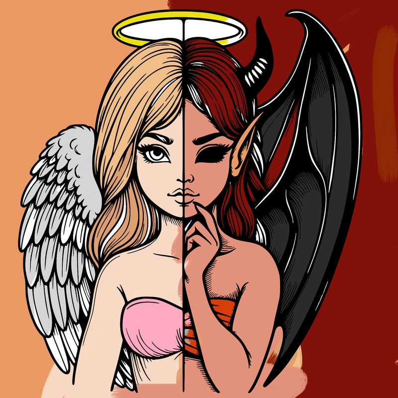 realistic angel half demon