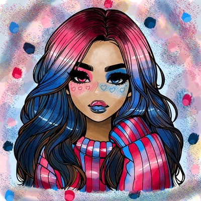 relistic girl with long hair and lips wearing sweater