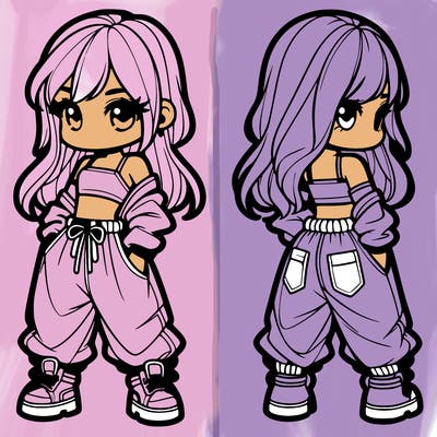 girl in crop top and baggy pants