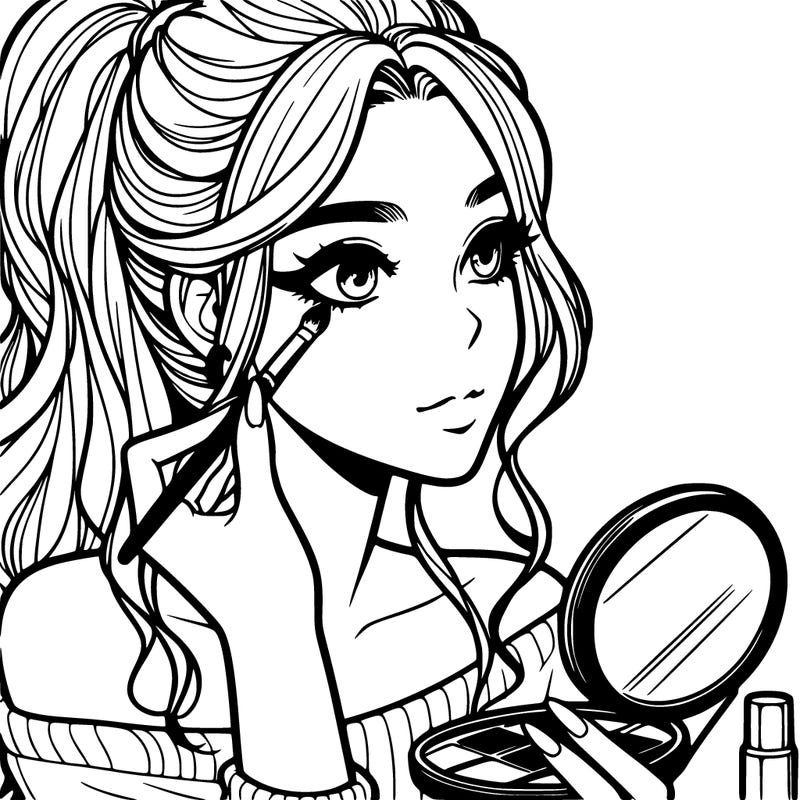 a realistic girl doing her makeup