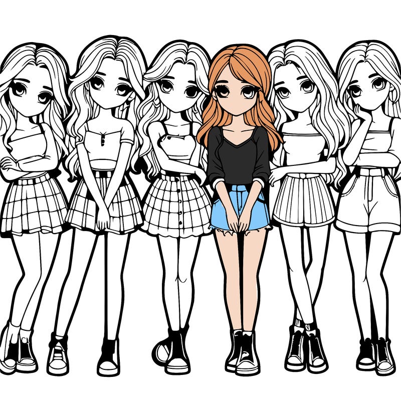 a group of girls realistic