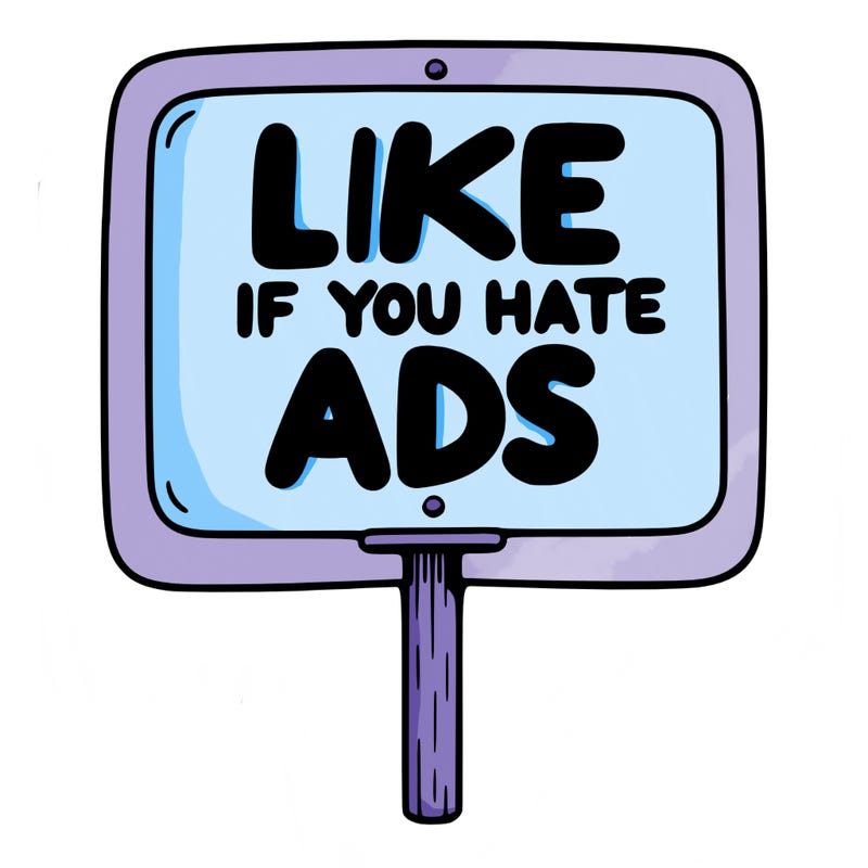 a sign that says like if you hate ads
