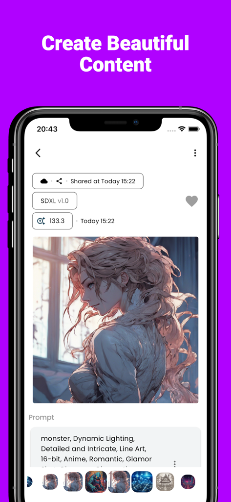 Aito AI: GPT & Gemini Chatbot - Aito AI mobile app interface showing an AI-generated image of a character with its text prompt and model details.