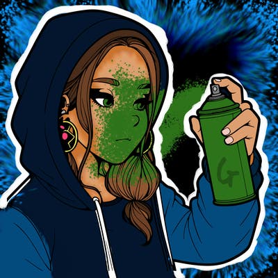 a realistic girl, spray painting