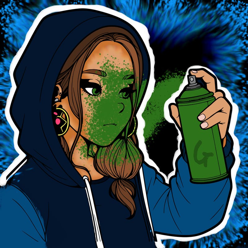 a realistic girl, spray painting